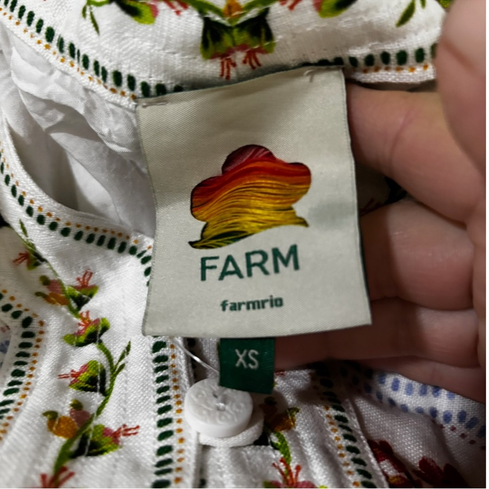 Farm Rio Tropical Porcelain Linen Mini Dress Size XS - Picture 5 of 8